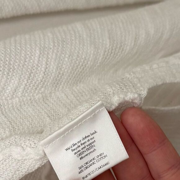 Eileen Fisher System Organic Linen Cotton Blend Cardigan Size Medium White - Picture 4 of 5